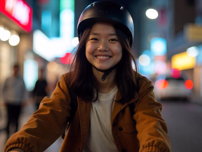 a person wearing a helmet